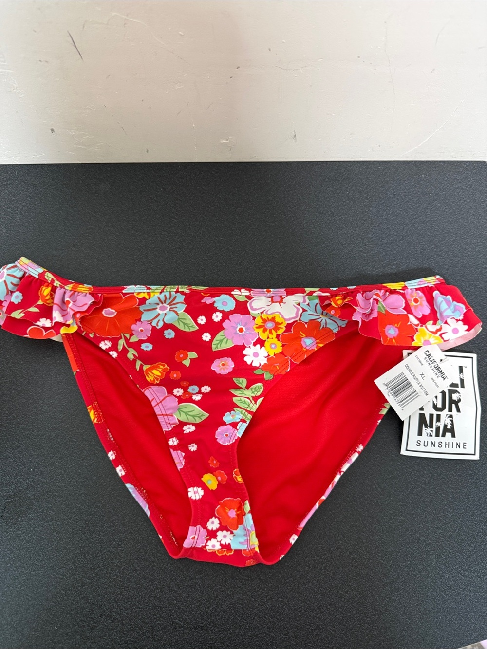 California Sunshine Women's Red Floral Bikini Bottom